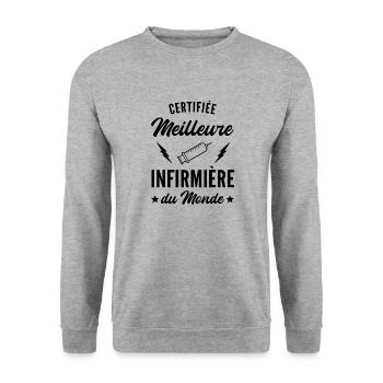 certifiée meilleure infirmière du monde - Sweat-shirt Unisexe - gris chiné - Devant - Alina (178cm) & Michal (187cm)