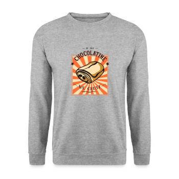 chocolatine - Sweat-shirt Unisexe - gris chiné - Devant - Alina (178cm) & Michal (187cm)