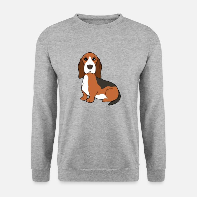 Basset Hound - Unisex Pullover - Weißgrau meliert