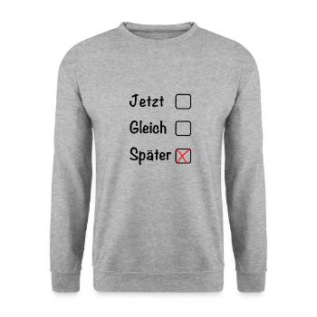 Jetzt Gleich Später - Unisex Pullover - Weißgrau meliert - Vorne - Alina (178cm) & Michal (187cm)