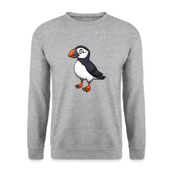 Süßer Papageientaucher - Unisex Pullover - Weißgrau meliert - Vorne - Alina (178cm) & Michal (187cm)