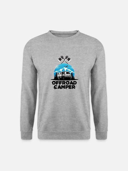 Offroad Camper camping Wohnmobil Reisemobil WoMo - Unisex Pullover - Weißgrau meliert