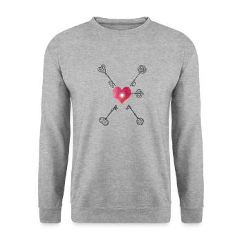 Key to my Heart - Unisex Sweatshirt - salt & pepper - Front - Alina (178cm) & Michal (187cm)