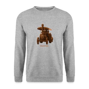 Tractor Tractor Steampunk Steam Engine Retro - Unisex Sweatshirt - salt & pepper - Front - Alina (178cm) & Michal (187cm)