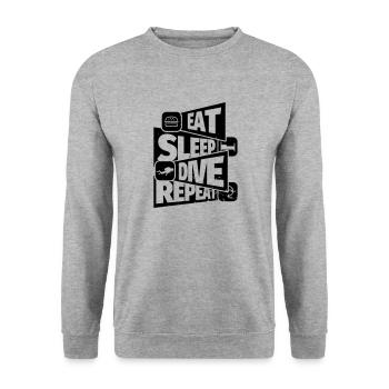 Diving funny saying diver: Eat, Sleep, Dive - Unisex Sweatshirt - salt & pepper - Front - Alina (178cm) & Michal (187cm)