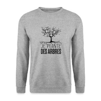 Je plante des arbres - Sweat-shirt Unisexe - gris chiné - Devant - Alina (178cm) & Michal (187cm)
