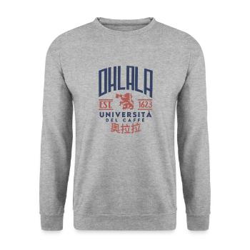 Ohlala University with Chinese Logo - Unisex Pullover - Weißgrau meliert - Vorne - Alina (178cm) & Michal (187cm)