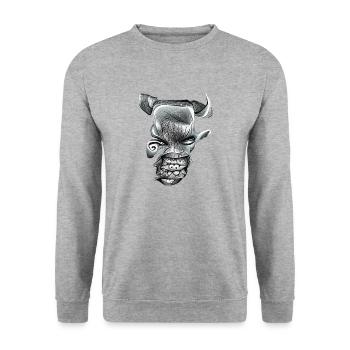 Demon Face - Unisex Sweatshirt - salt & pepper - Front - Alina (178cm) & Michal (187cm)