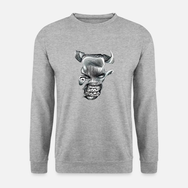Dämonen Gesicht - Unisex Pullover - Weißgrau meliert