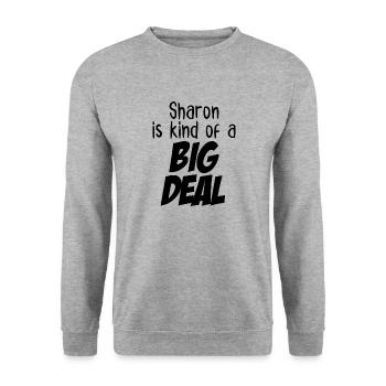Sharon ist eine große Sache - Unisex Pullover - Weißgrau meliert - Vorne - Alina (178cm) & Michal (187cm)