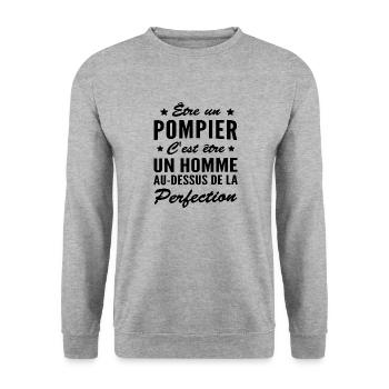 pompier et perfection / pompier parfait - Sweat-shirt Unisexe - gris chiné - Devant - Alina (178cm) & Michal (187cm)