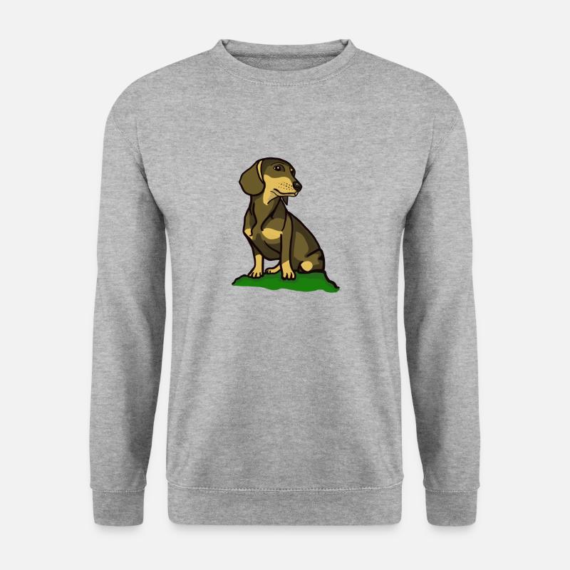 Dackel - Unisex Pullover - Weißgrau meliert