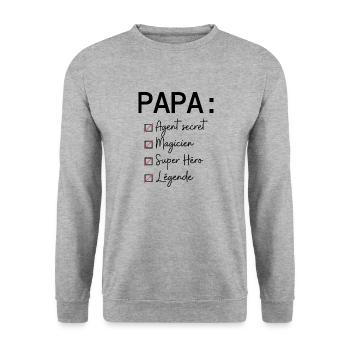 Papa: - Sweat-shirt Unisexe - gris chiné - Devant - Alina (178cm) & Michal (187cm)