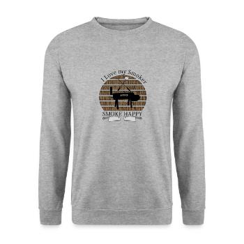 BBQ Smoker Grillen Essen Bierchen trinken Outdoor - Unisex Pullover - Weißgrau meliert - Vorne - Alina (178cm) & Michal (187cm)