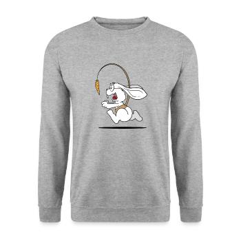 Fang die Karotte - Unisex Pullover - Weißgrau meliert - Vorne - Alina (178cm) & Michal (187cm)