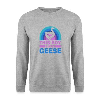Un garçon aime les jolies oies citation ironique - Sweat-shirt Unisexe - gris chiné - Devant - Alina (178cm) & Michal (187cm)