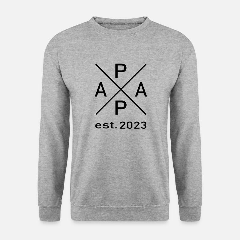 Papa est. 2023 - Unisex Pullover - Weißgrau meliert