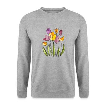 Flowers - Unisex Sweatshirt - salt & pepper - Front - Alina (178cm) & Michal (187cm)