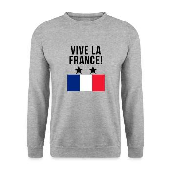 vive la France - Sweat-shirt Unisexe - gris chiné - Devant - Alina (178cm) & Michal (187cm)