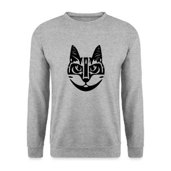 Illustration eines Katzenporträts, Vektor - Unisex Pullover - Weißgrau meliert - Vorne - Alina (178cm) & Michal (187cm)