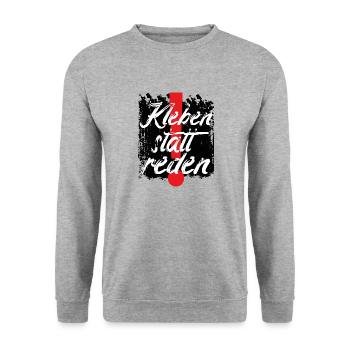 Klima Kleber Kleben statt reden Klima Aktivist - Unisex Pullover - Weißgrau meliert - Vorne - Alina (178cm) & Michal (187cm)