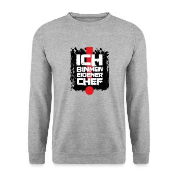 Ich bin mein eigener Chef. Selbstständig. - Unisex Pullover - Weißgrau meliert - Vorne - Alina (178cm) & Michal (187cm)