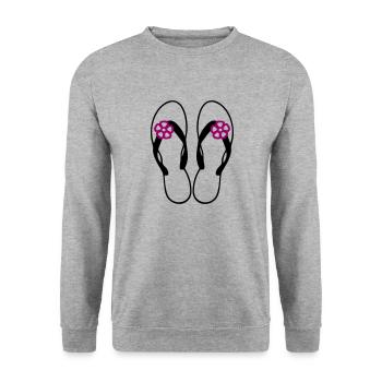 Flip Flop 3 - Unisex Pullover - Weißgrau meliert - Vorne - Alina (178cm) & Michal (187cm)