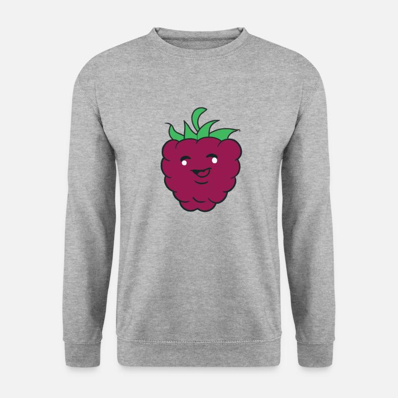 Himbeere mit Lächeln Gesicht Geschenkidee - Unisex Pullover - Weißgrau meliert
