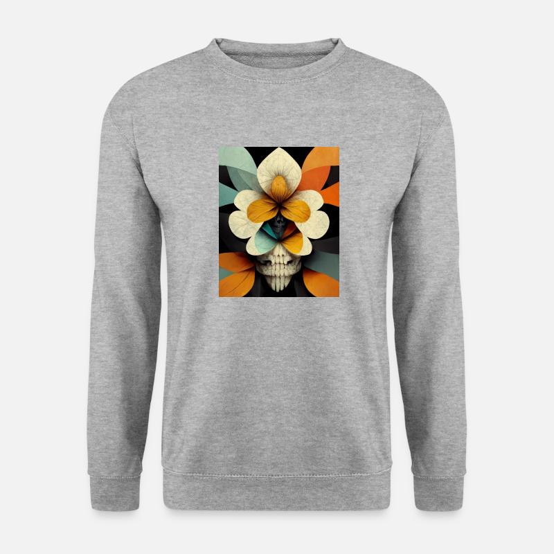 Totenkopf Bauhaus vintage style v05 - Unisex Pullover - Weißgrau meliert