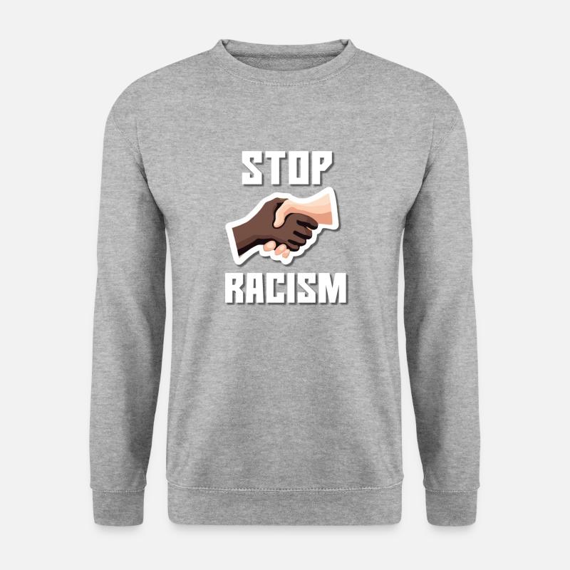 Stop Racism Hand shake White - Unisex Sweatshirt - salt & pepper
