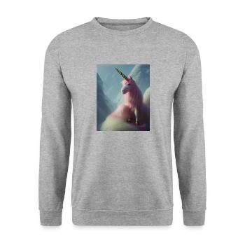Comic Cartoon Drawing of a queer unicorn with pink - Unisex Sweatshirt - salt & pepper - Front - Alina (178cm) & Michal (187cm)