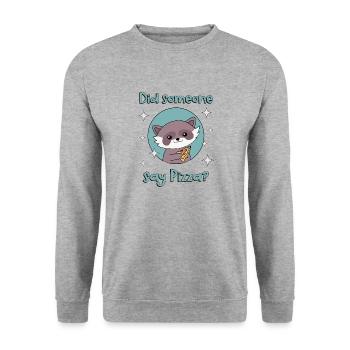 Raccoon Eating Pizza Wildlife Nature Forest Animal - Unisex Sweatshirt - salt & pepper - Front - Alina (178cm) & Michal (187cm)