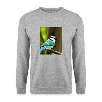 Cool Comic Portrait of a blue tit in the forest - Unisex Sweatshirt - salt & pepper - Front - Alina (178cm) & Michal (187cm)