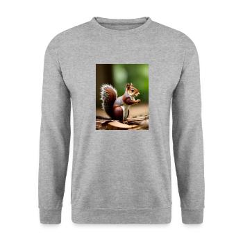 Cooles Comic Portrait wildes rotes Eichhörnchen majestätisch - Unisex Pullover - Weißgrau meliert - Vorne - Alina (178cm) & Michal (187cm)