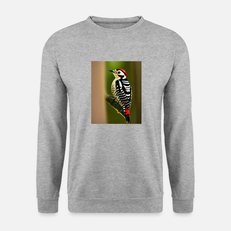 Pfahlspecht rothaarig coole Comic-Zeichnung - Unisex Pullover - Weißgrau meliert