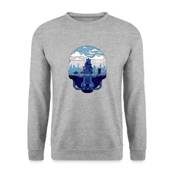 Futuristic landscape - Unisex Sweatshirt - salt & pepper - Front - Alina (178cm) & Michal (187cm)