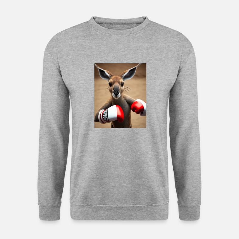 Boxen Känguru Comic Zeichnung Tier Australien - Unisex Pullover - Weißgrau meliert