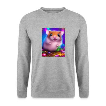 Cool Comic Portrait of a Hamster - Unisex Sweatshirt - salt & pepper - Front - Alina (178cm) & Michal (187cm)