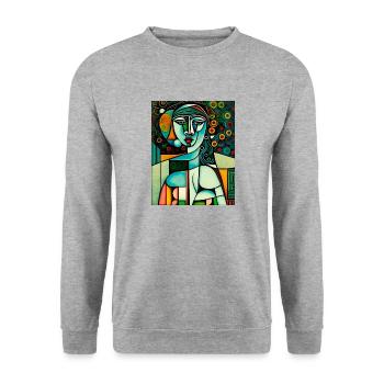 Œuvre d’art Femme - Sweat-shirt Unisexe - gris chiné - Devant - Alina (178cm) & Michal (187cm)