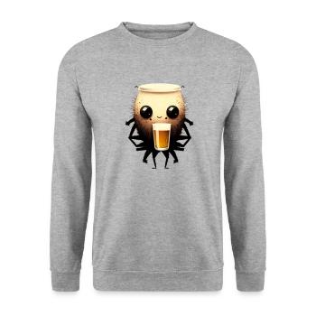 Süße kleine Bier Spinne - Unisex Pullover - Weißgrau meliert - Vorne - Alina (178cm) & Michal (187cm)