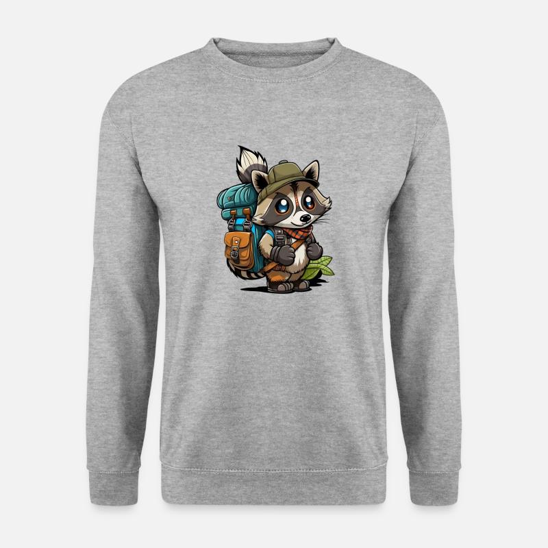Waschbär wandert - Unisex Pullover - Weißgrau meliert