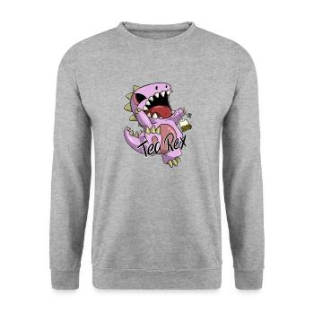 Tea Rex - Unisex Pullover - Weißgrau meliert - Vorne - Alina (178cm) & Michal (187cm)