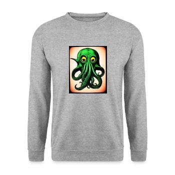 Octopus #001 - Unisex Pullover - Weißgrau meliert - Vorne - Alina (178cm) & Michal (187cm)