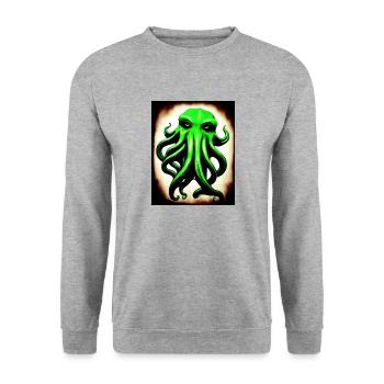 Octopus #003 - Unisex Pullover - Weißgrau meliert - Vorne - Alina (178cm) & Michal (187cm)