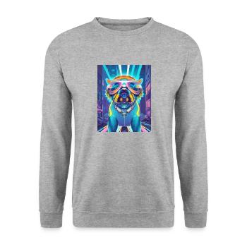 Musik Hund - Unisex Pullover - Weißgrau meliert - Vorne - Alina (178cm) & Michal (187cm)