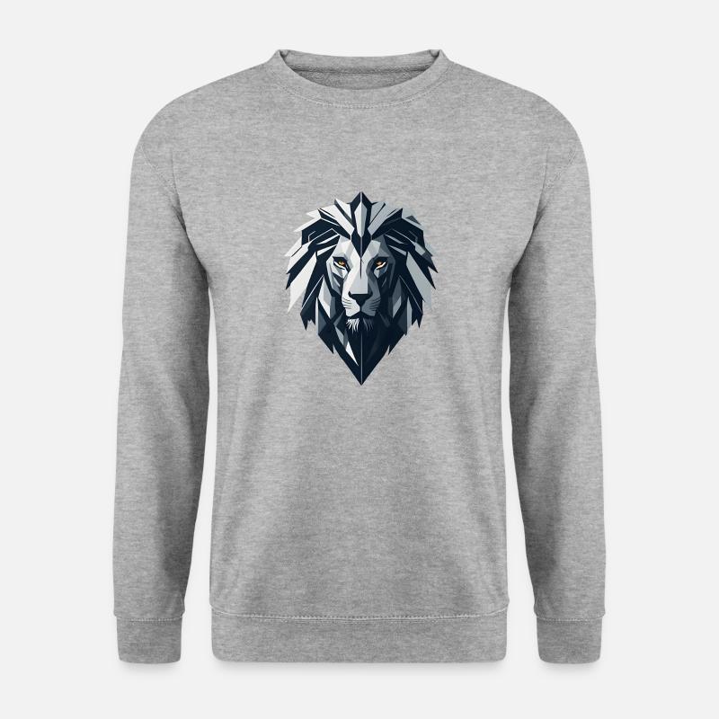 Polygon Löwenkopf - Unisex Pullover - Weißgrau meliert