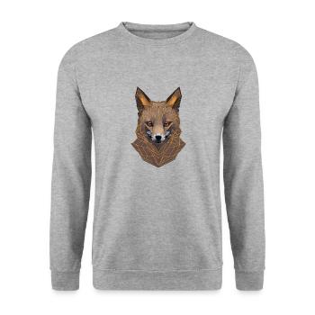 Geometrischer Fuchskopf - Unisex Pullover - Weißgrau meliert - Vorne - Alina (178cm) & Michal (187cm)