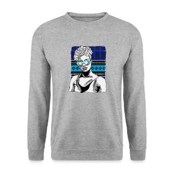 Frau Mit Afrobeat-tattoo - Unisex Pullover - Weißgrau meliert - Vorne - Alina (178cm) & Michal (187cm)