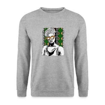 Femme avec tatouage Afrotrap - Sweat-shirt Unisexe - gris chiné - Devant - Alina (178cm) & Michal (187cm)