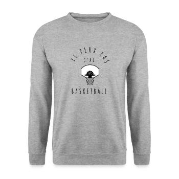 BASKETBALL - Je peux pas j'ai basketball - Sweat-shirt Unisexe - gris chiné - Devant - Alina (178cm) & Michal (187cm)
